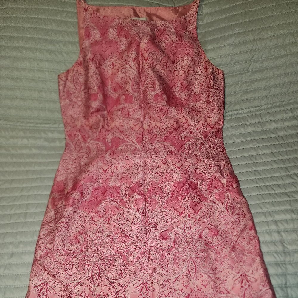 LIZ CLAIBORNE~Pink Paisley Fitted Boat Neck Slvlss DRESS~Sz 10